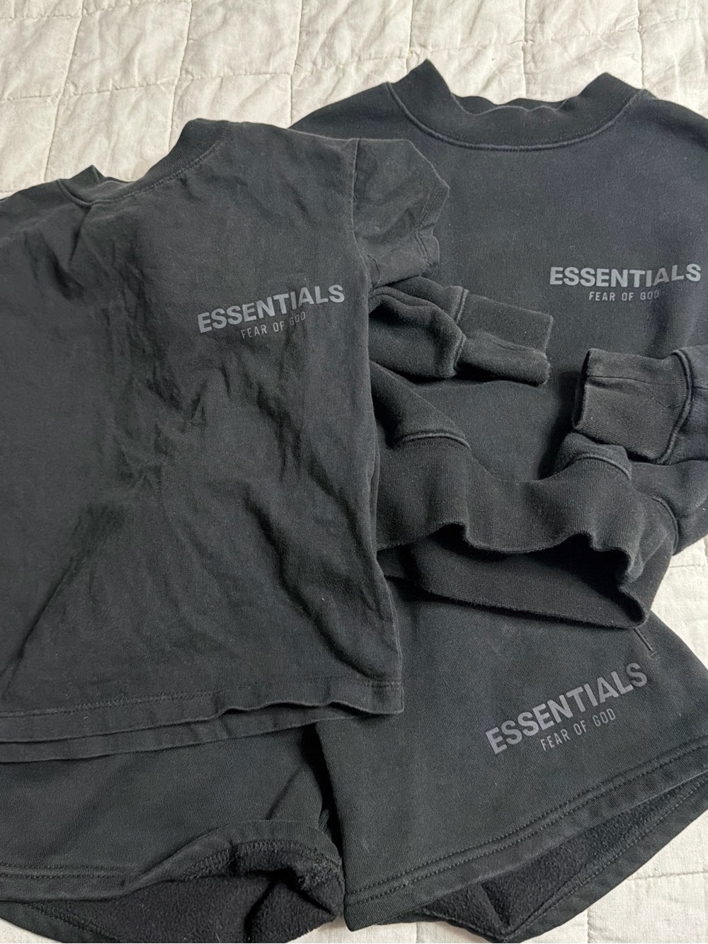 Essentials Kids Matching Black Tee and Shorts Set
